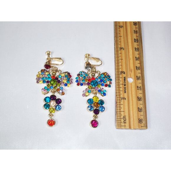 Muli color rhinestone necklace set,wedding  MOB  party prom butterfly necklace - Picture 5 of 7